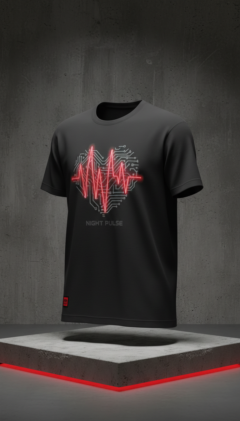 Graphic Tee Neon Red Accent